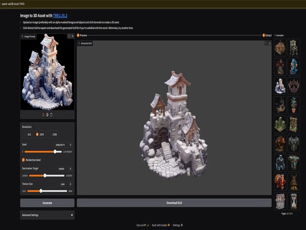 Generative AI interface creating a 3D model from an image