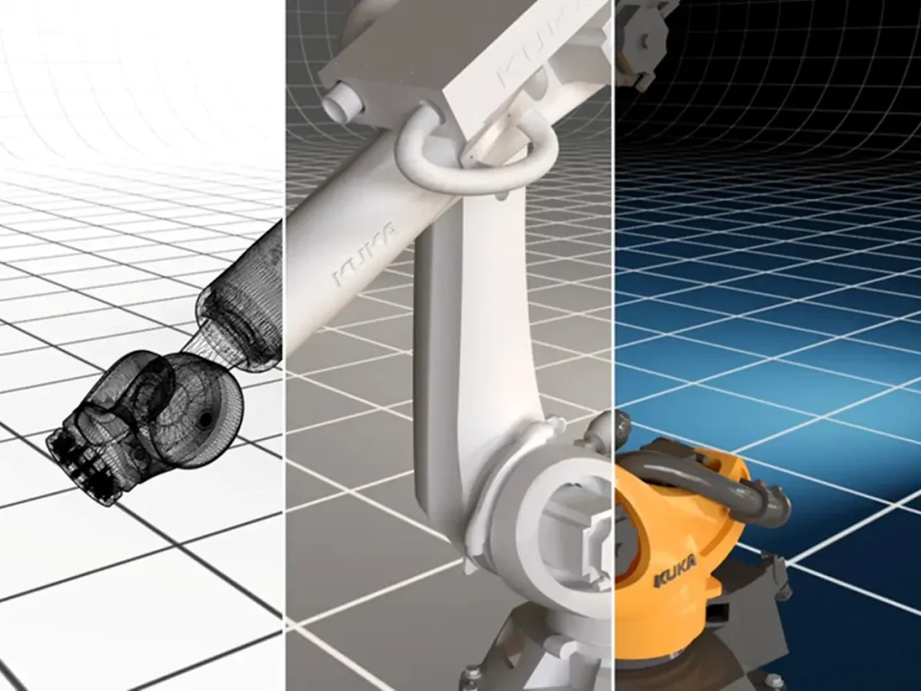 Industrial forklift rendered in a 3D warehouse environment, illustrating structured 3D content and AI-enabled OpenUSD workflows